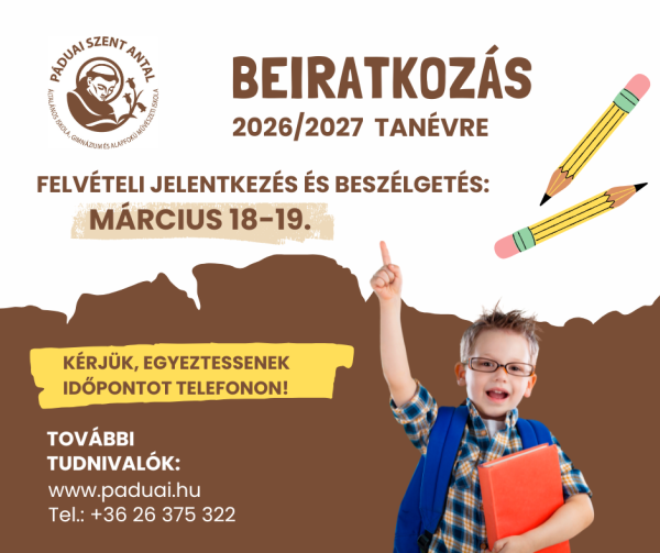 Beiratkozás első osztályba 2026/2027. tanévre