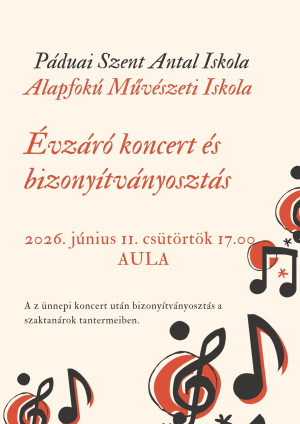 Évzáró koncert és bizonyítványosztás a Művészeti Iskolában