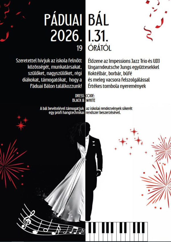 Páduai Bál 2026 Fekete-Fehér